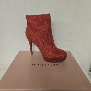 Thalia Sodi Sparkling Red Ankle Boots
